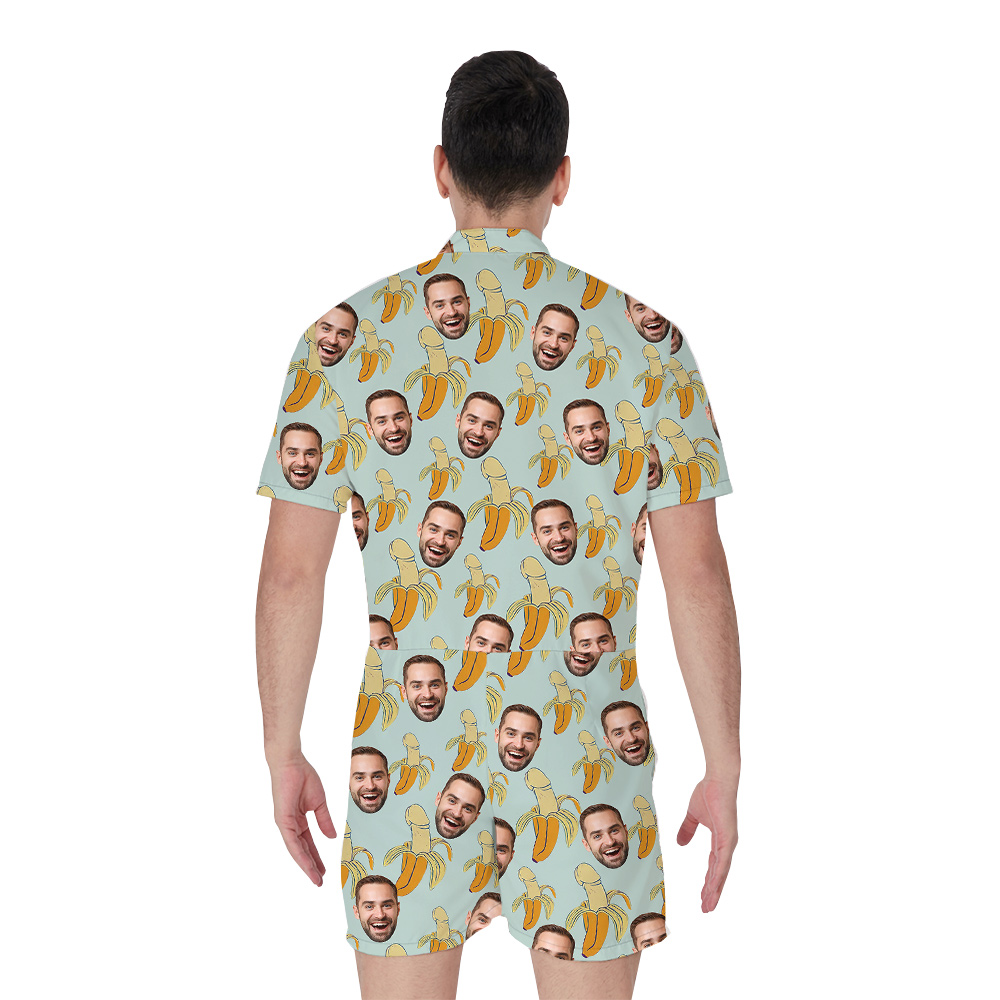 Custom Face Funny Penis Banana Hula Romper for Men