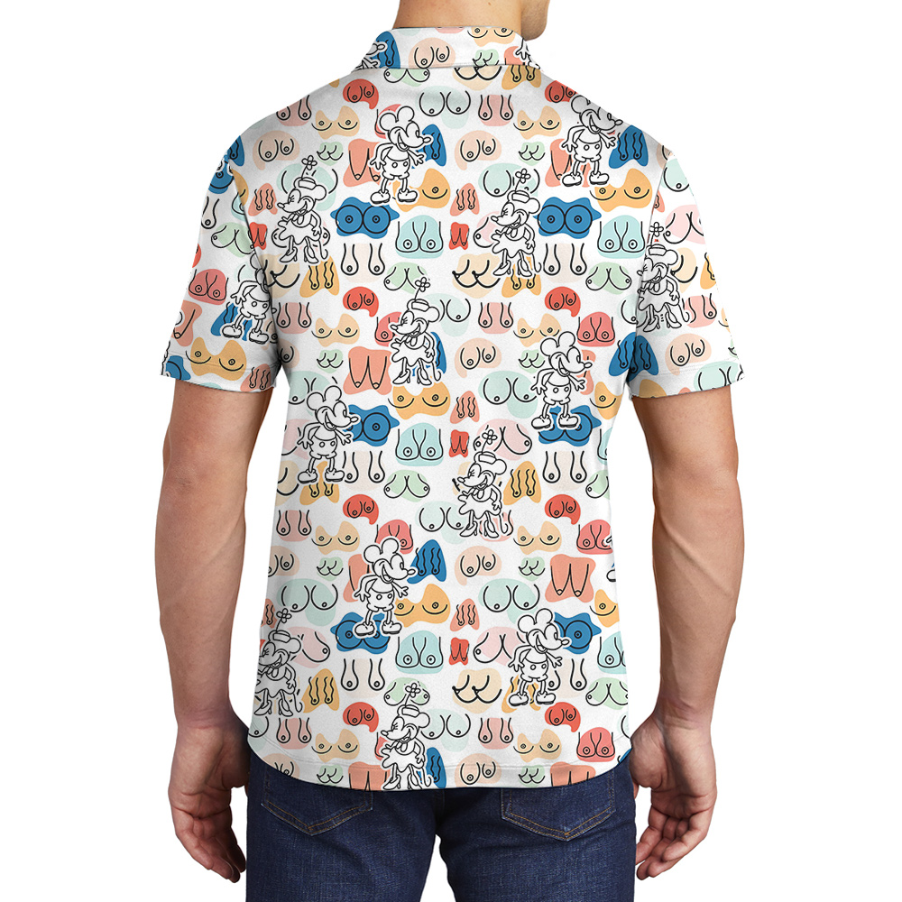 Naughty Mickey Steamboat 1928 Hawaiian Polo Golf Shirt