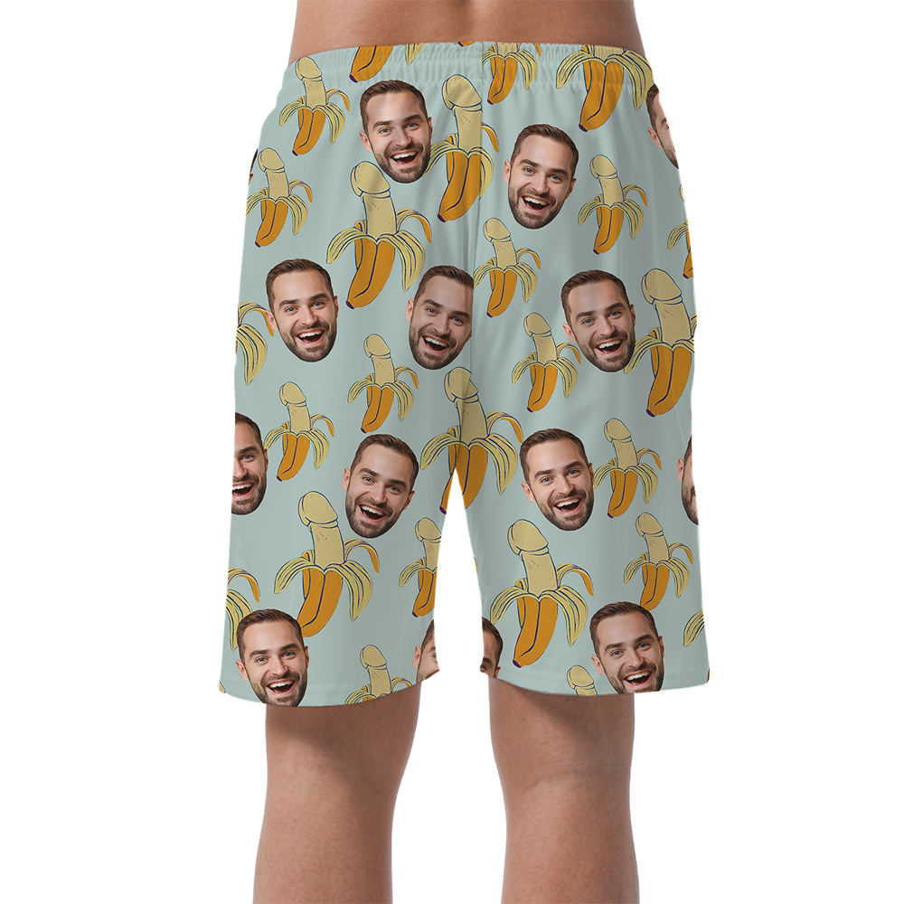 Custom Face Funny Penis Banana Hula Beach Short for Men