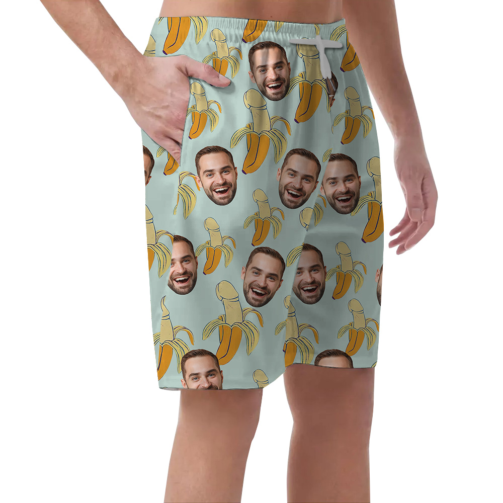 Custom Face Funny Penis Banana Hula Beach Short for Men
