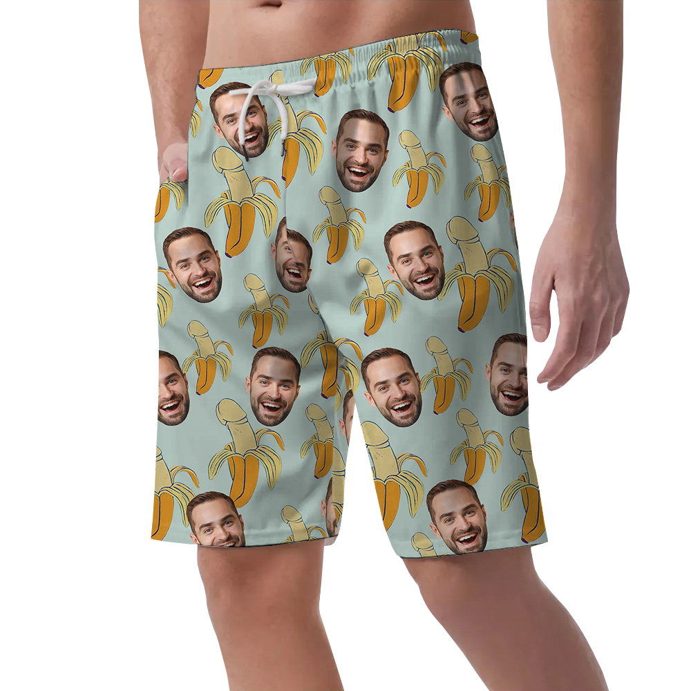 Custom Face Funny Penis Banana Hula Beach Short for Men