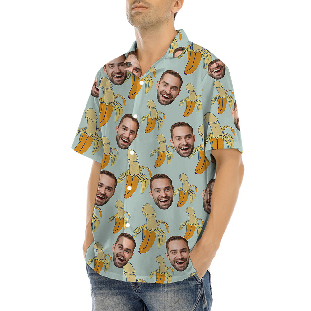 Funny Cock Banana Theme Hawaiian Shirt Custom Face