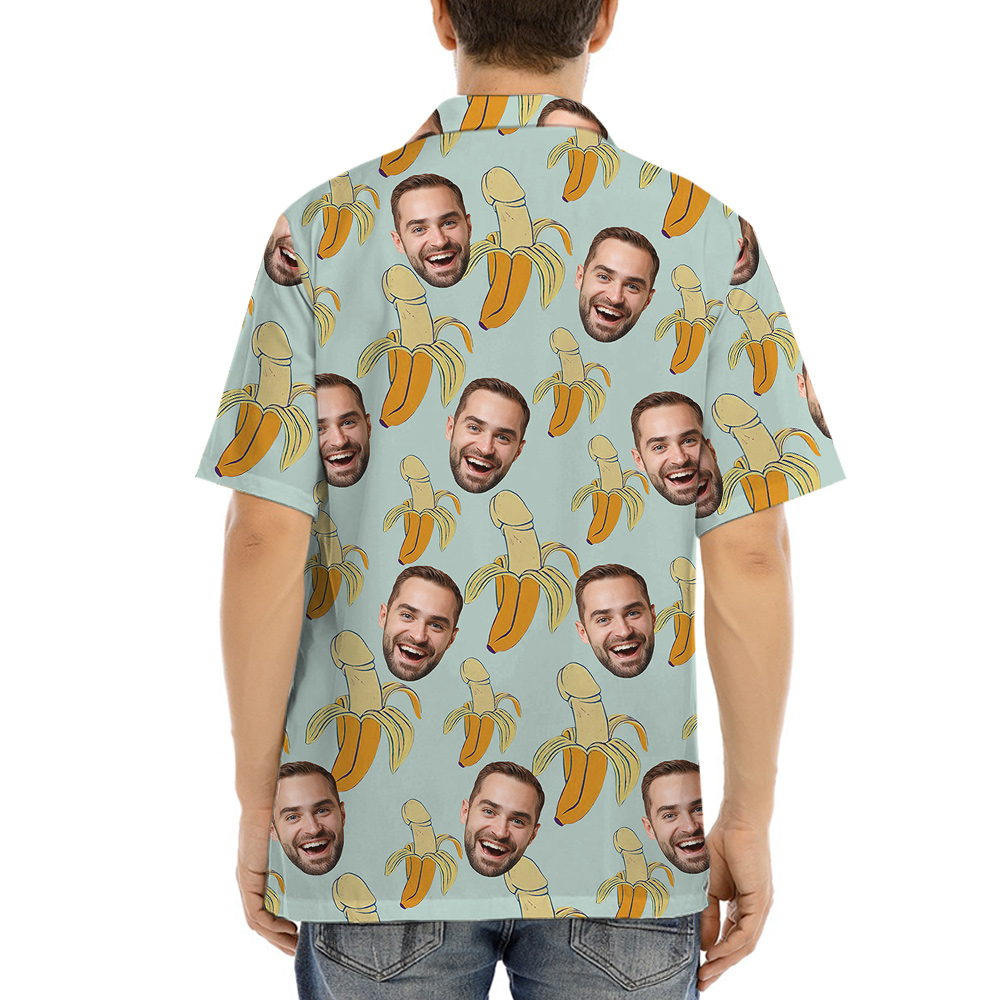 Funny Cock Banana Theme Hawaiian Shirt Custom Face