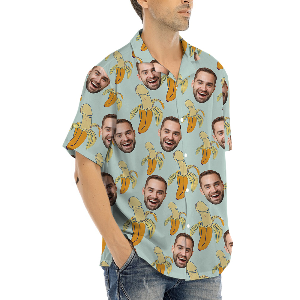 Funny Cock Banana Theme Hawaiian Shirt Custom Face