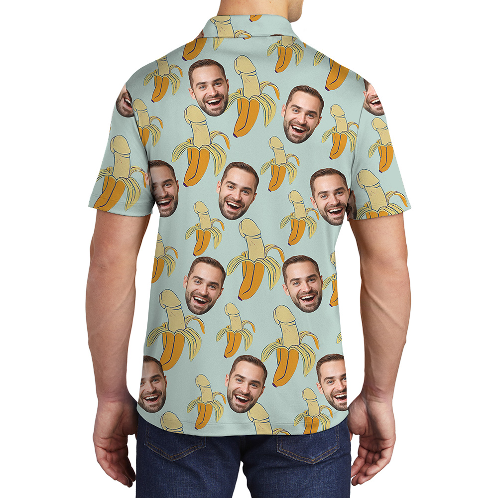 Funny Cock Banana Theme Polo Golf Shirt Custom Face