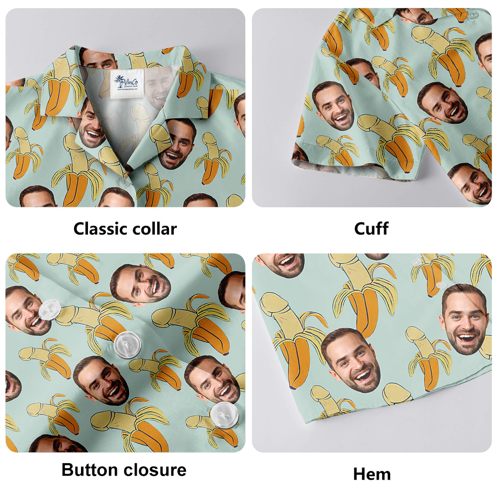 Funny Cock Banana Theme Hawaiian Shirt Custom Face