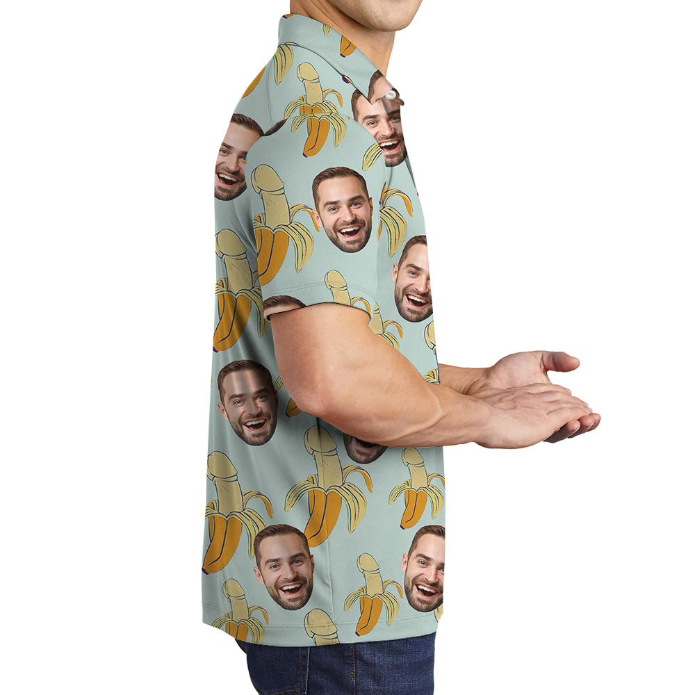 Funny Cock Banana Theme Polo Golf Shirt Custom Face