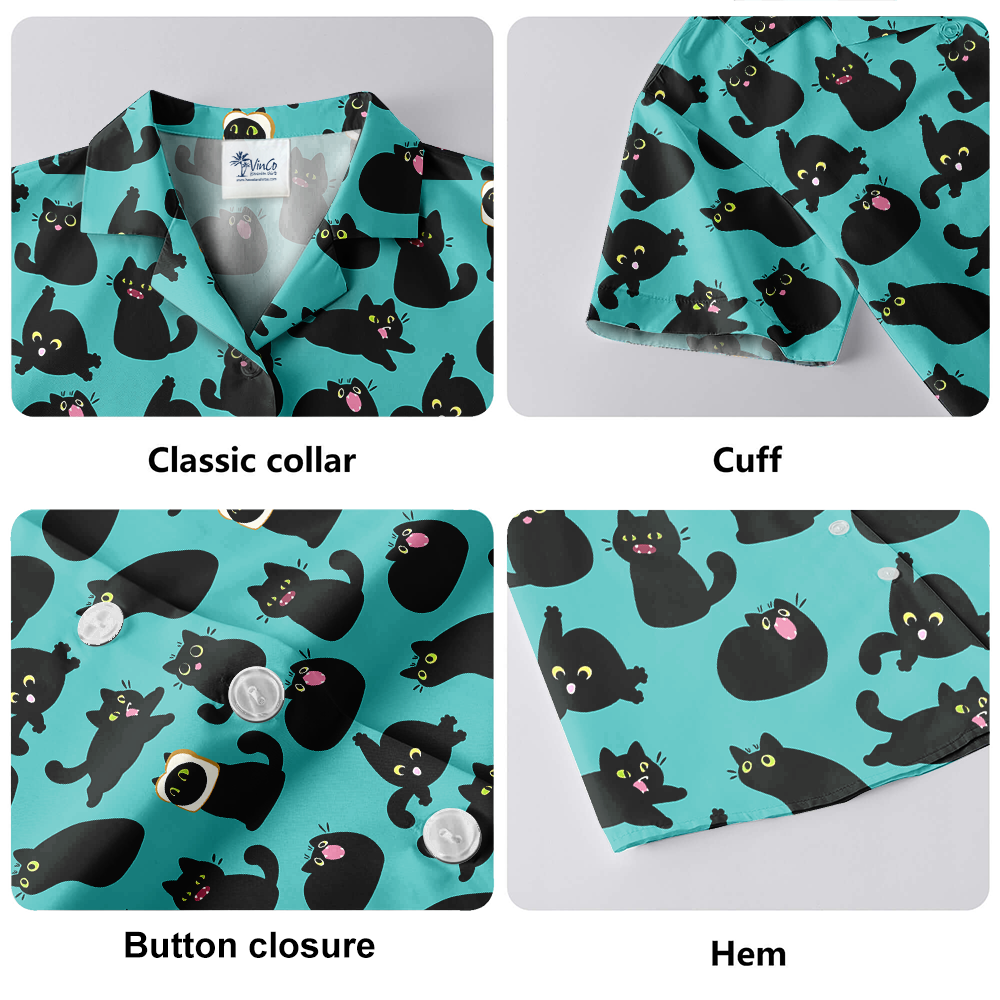 Cute Black Cat Hawaiian Shirt