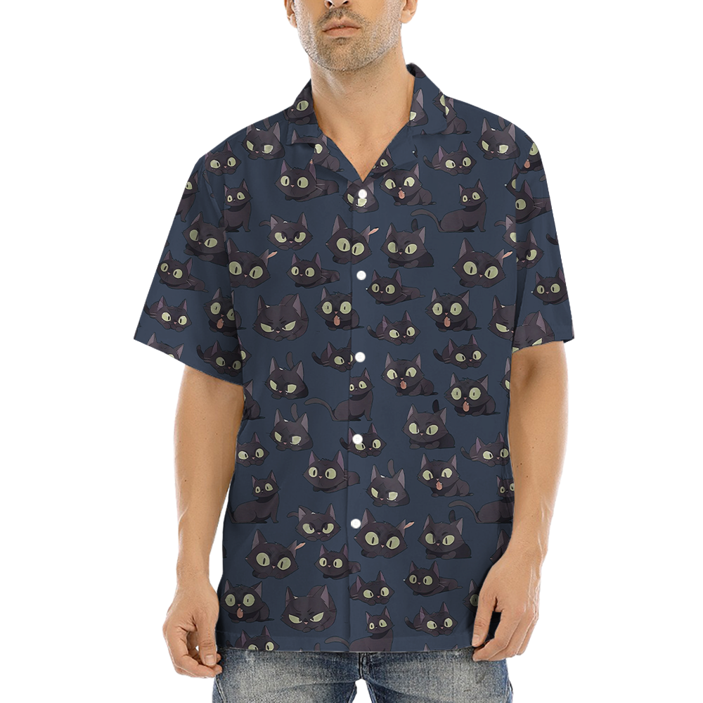 Adorable Black Cat Hawaiian Shirt
