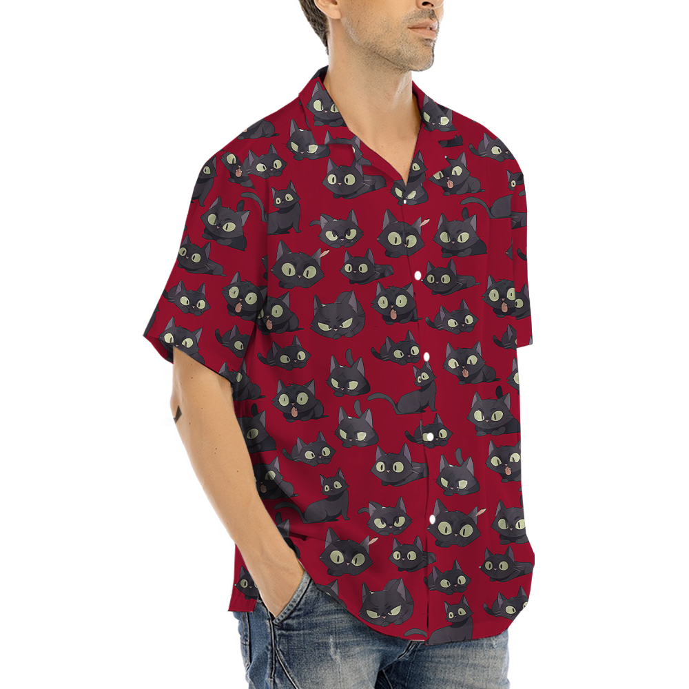 Adorable Black Cat Hawaiian Shirt