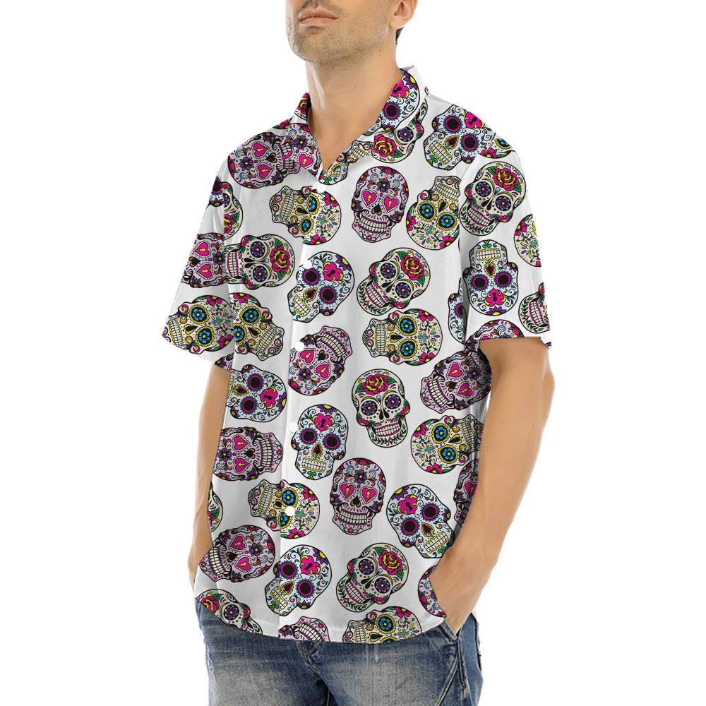 Colorful Skull Print Hawaiian Shirt