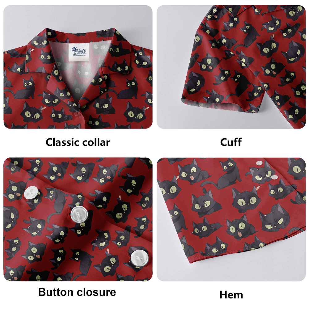Adorable Black Cat Hawaiian Shirt