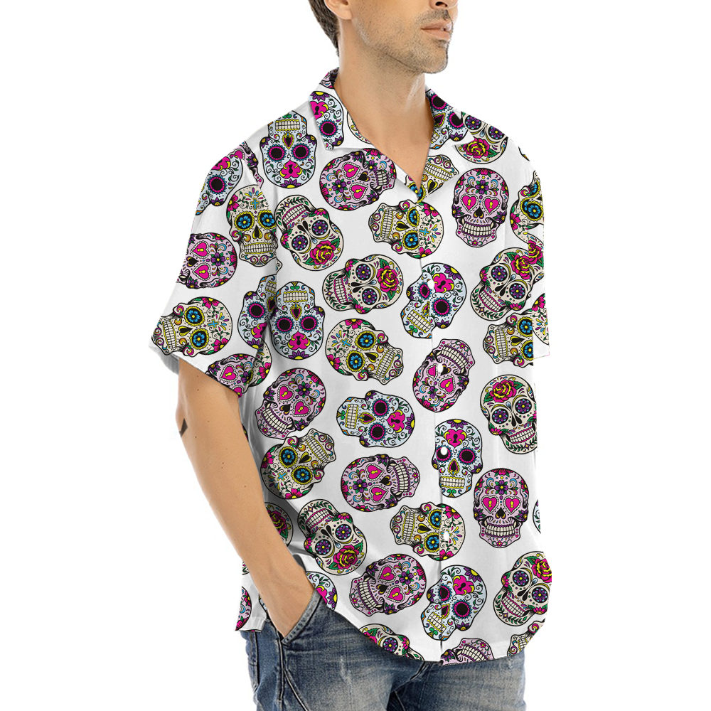 Colorful Skull Print Hawaiian Shirt