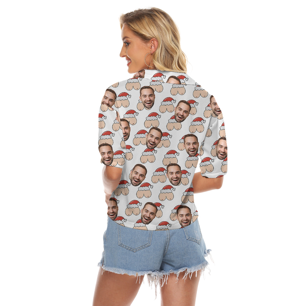 Xmas Naughty Theme Custom Husband Face Cropped Shirt