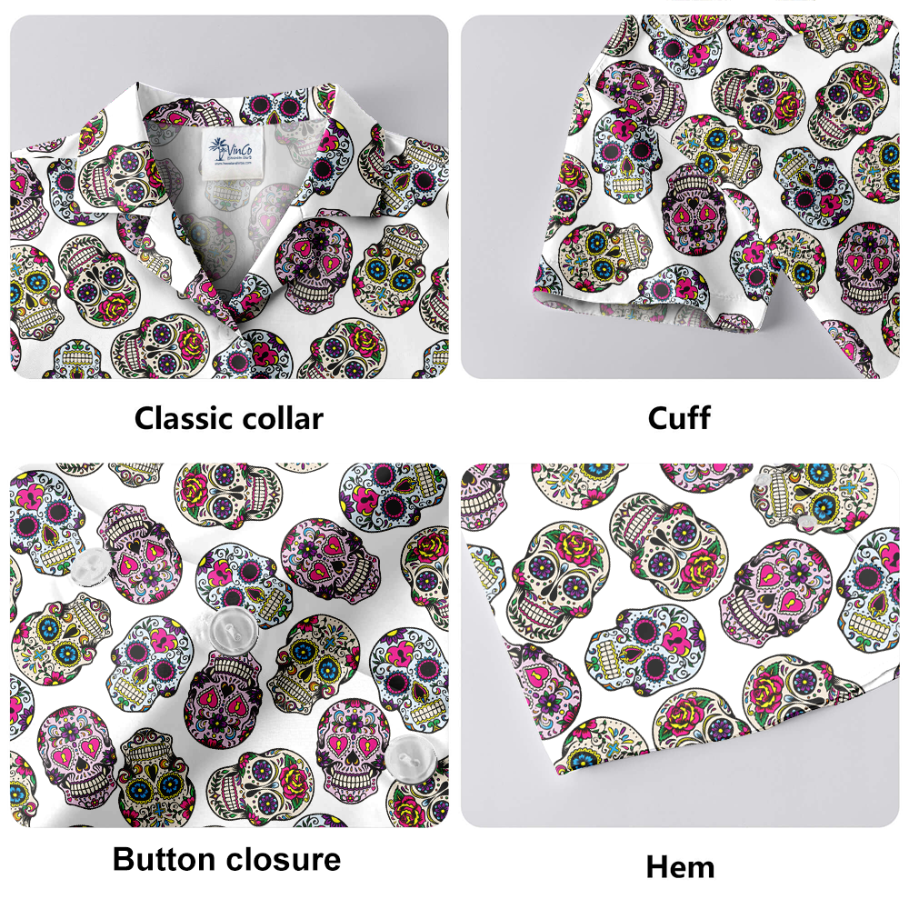 Colorful Skull Print Hawaiian Shirt