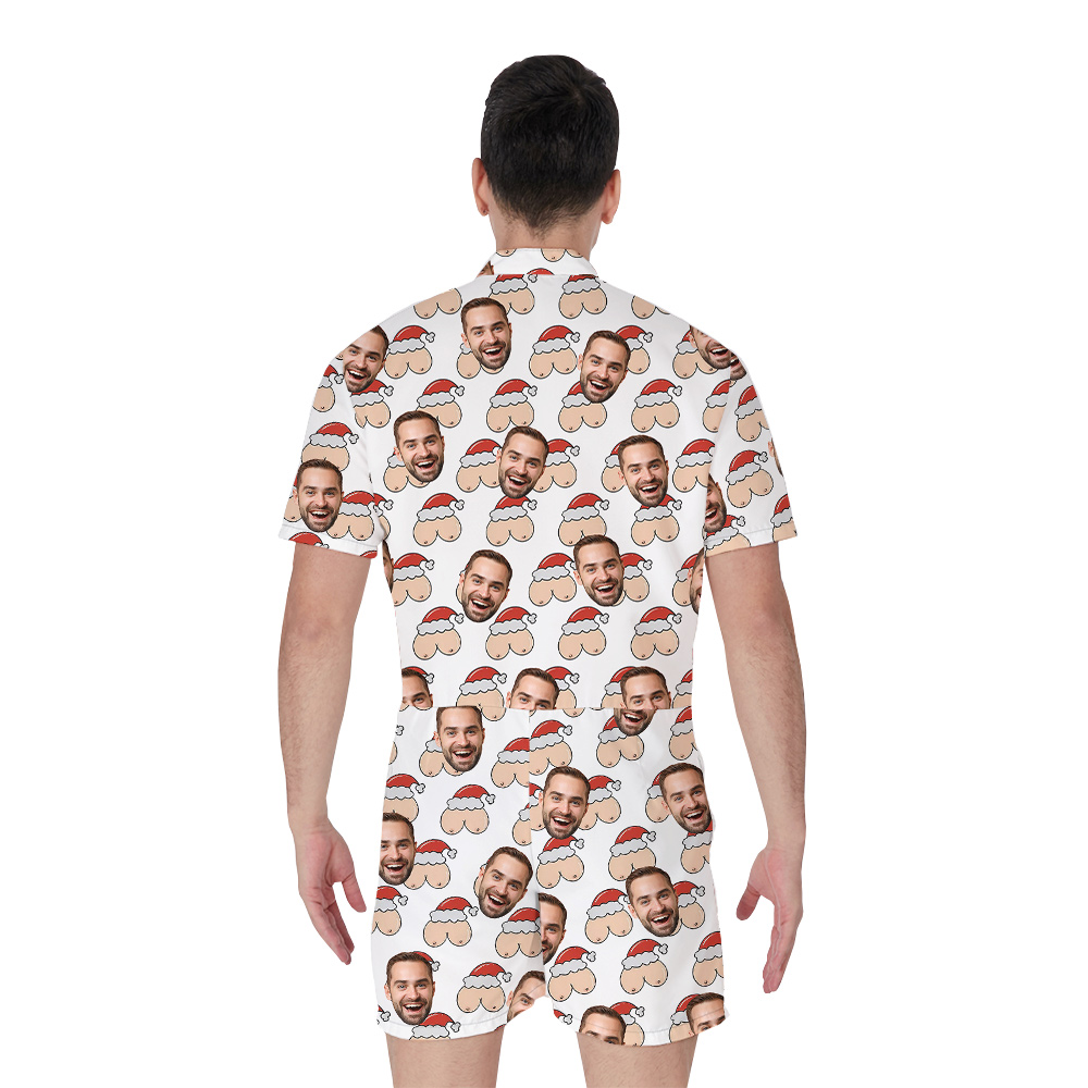 Funny Custom Men Face Christmas Romper for Men