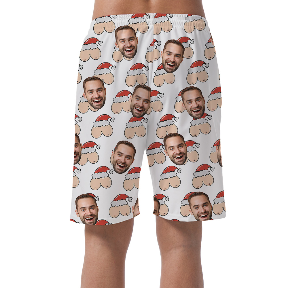 Funny Custom Men Face Christmas Beach Short