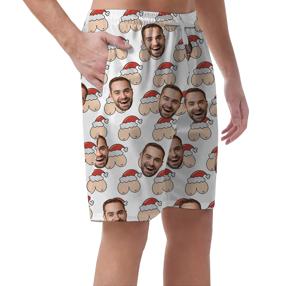 Funny Custom Men Face Christmas Beach Short