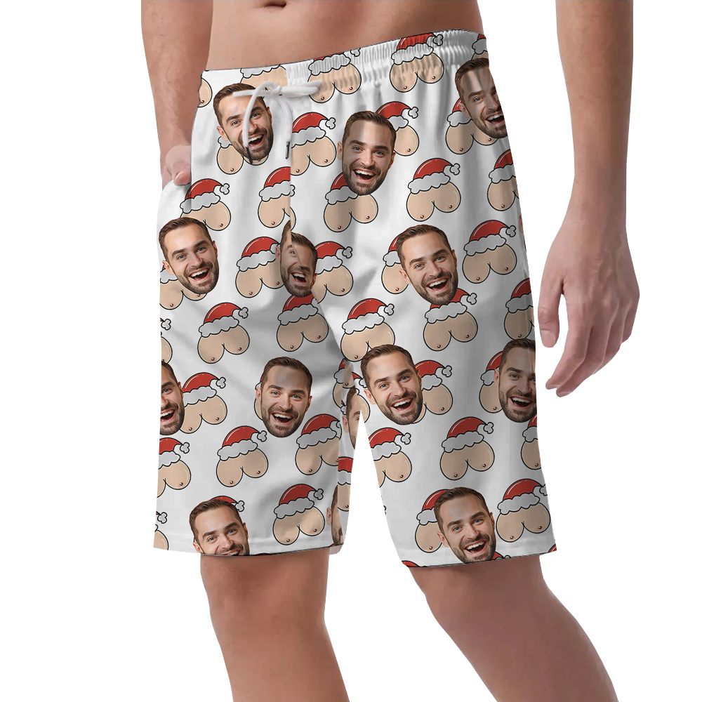 Funny Custom Men Face Christmas Beach Short