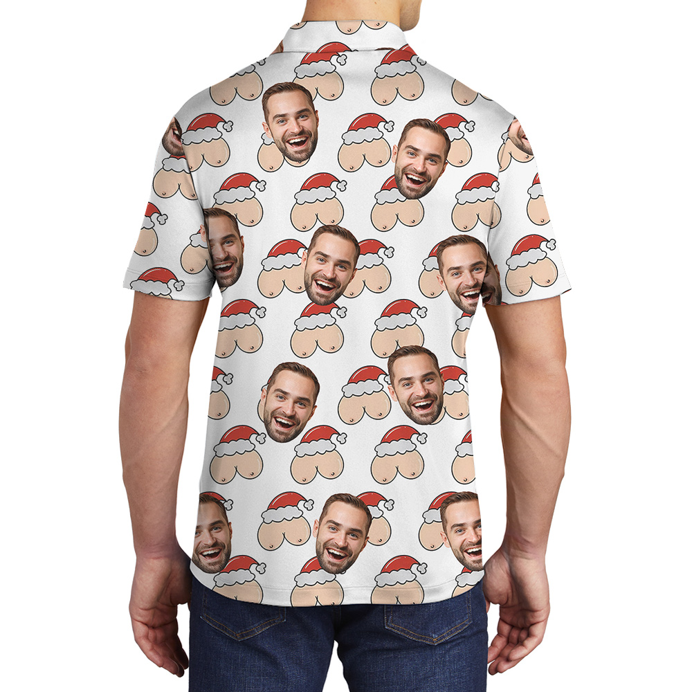 Naughty Custom Men Face Xmas Polo Golf Shirt