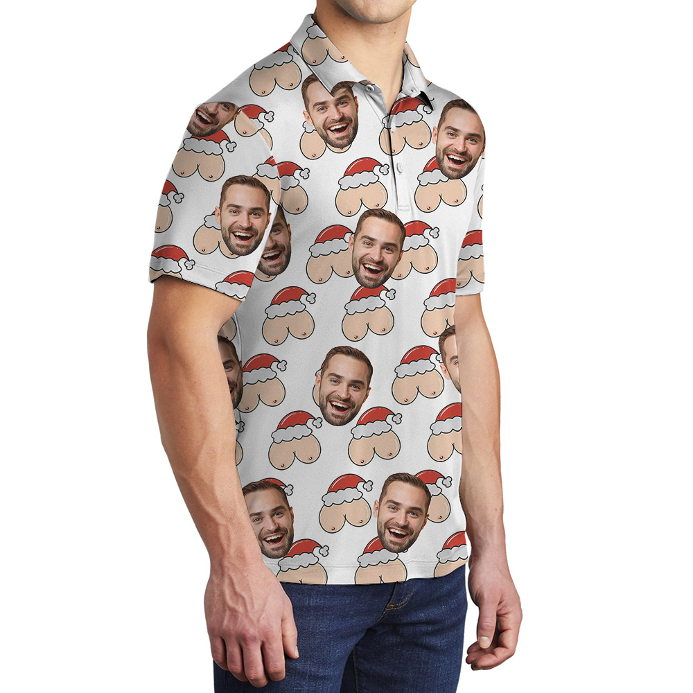 Naughty Custom Men Face Xmas Polo Golf Shirt