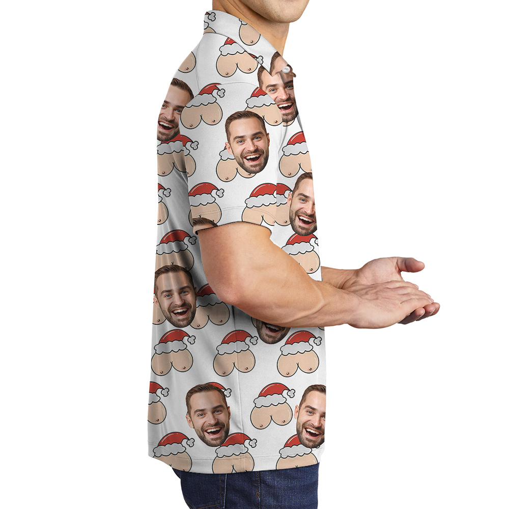Naughty Custom Men Face Xmas Polo Golf Shirt