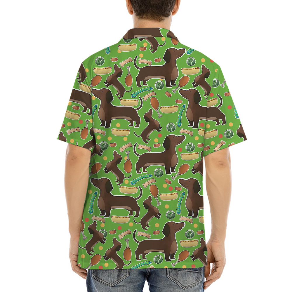 Funny Dachshund Green Aloha Shirt