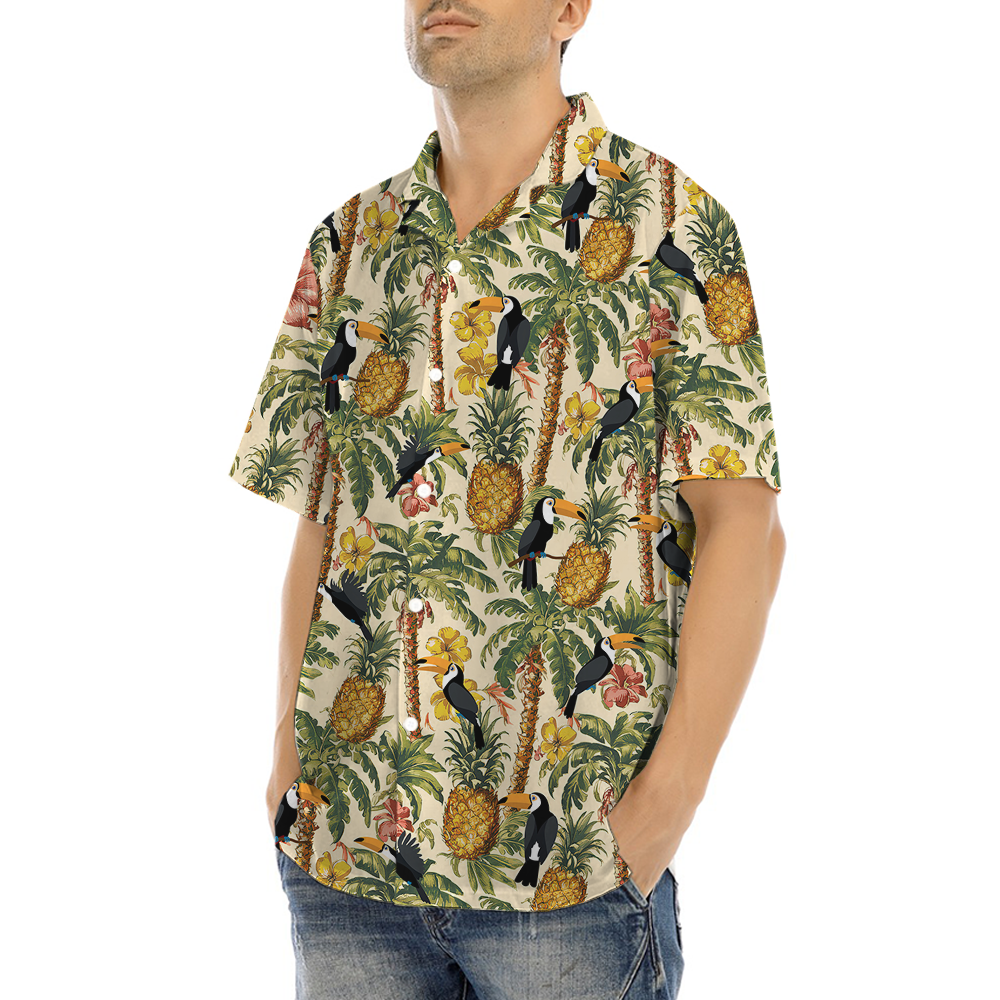 Tropical Pineapple Toucan Hawaiian Shirt