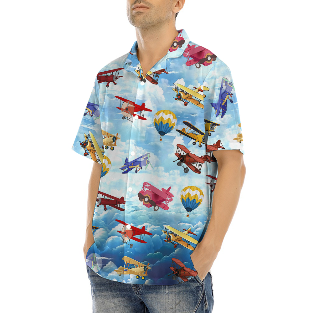 Colorful Aircraft Hawaiian Shirt
