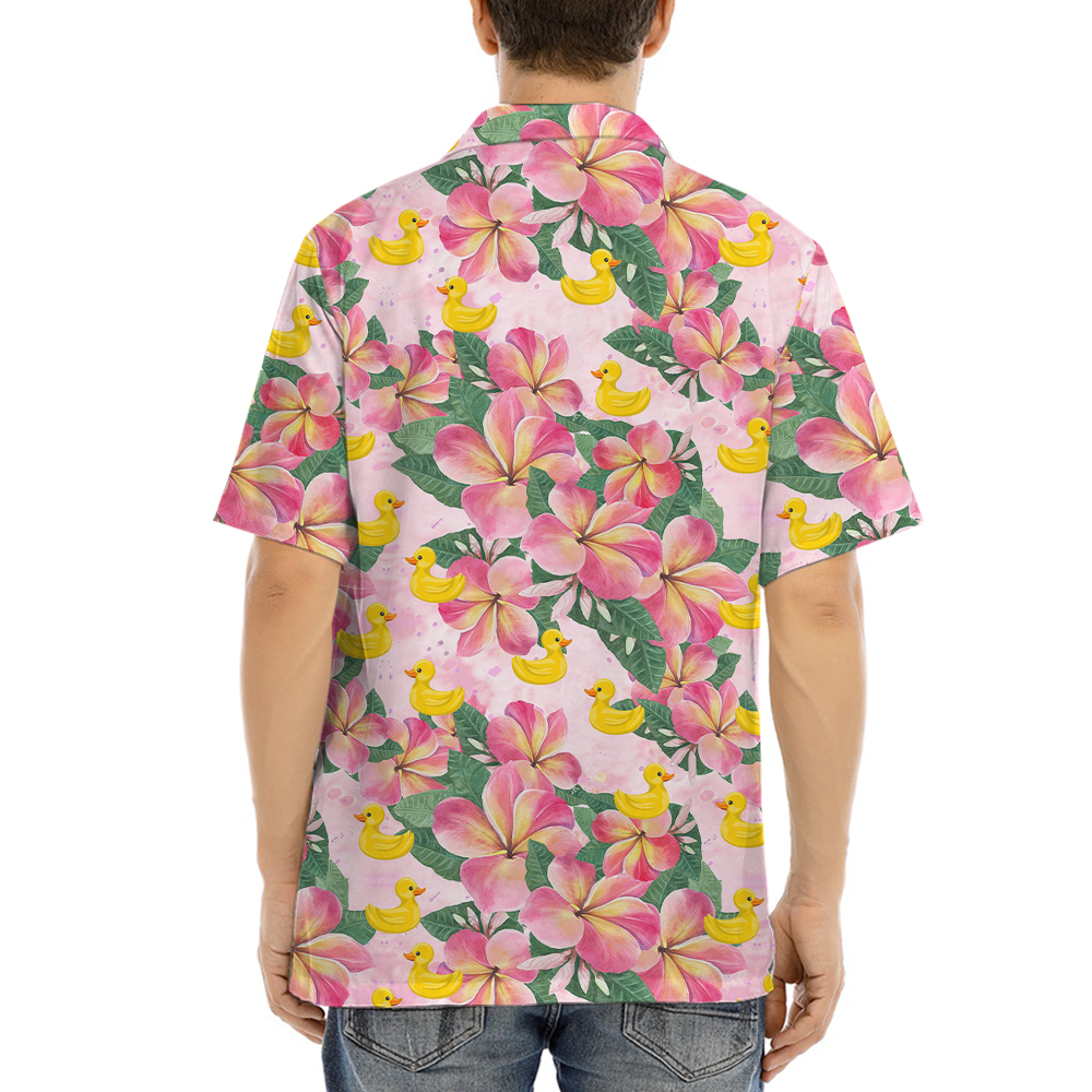 Floral Rubber Duck Pink Hawaiian Shirt
