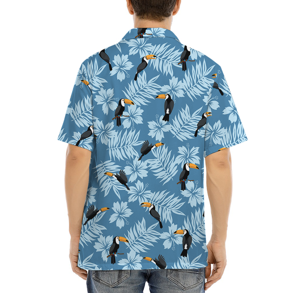 Toucan Floral Blue Hawaiian Shirt