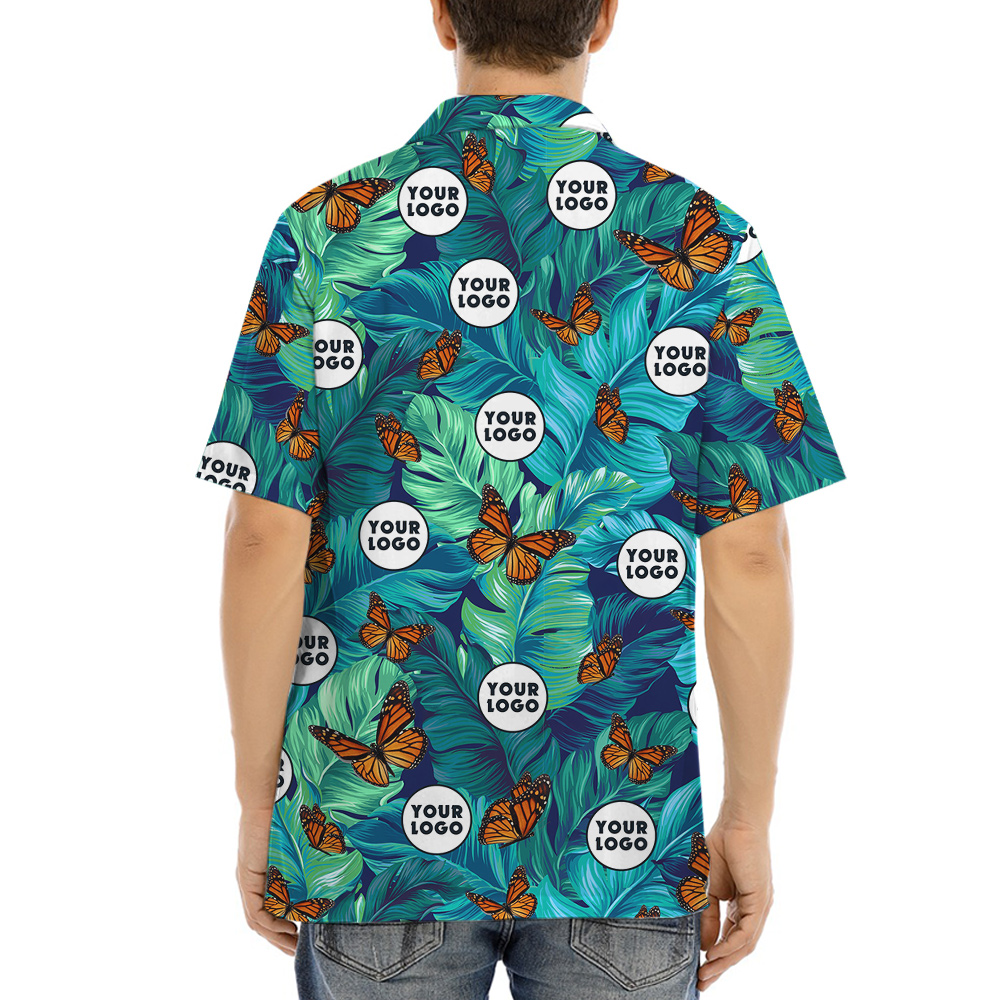 Tropical Butterflies Print Hawaiian Shirt Custom Logo