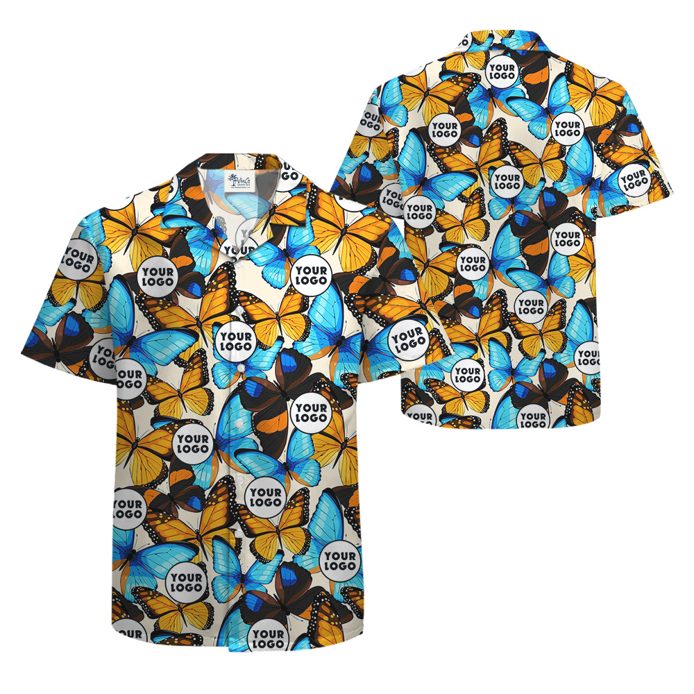 Custom Logo Butterflies Theme Hawaiian Shirt