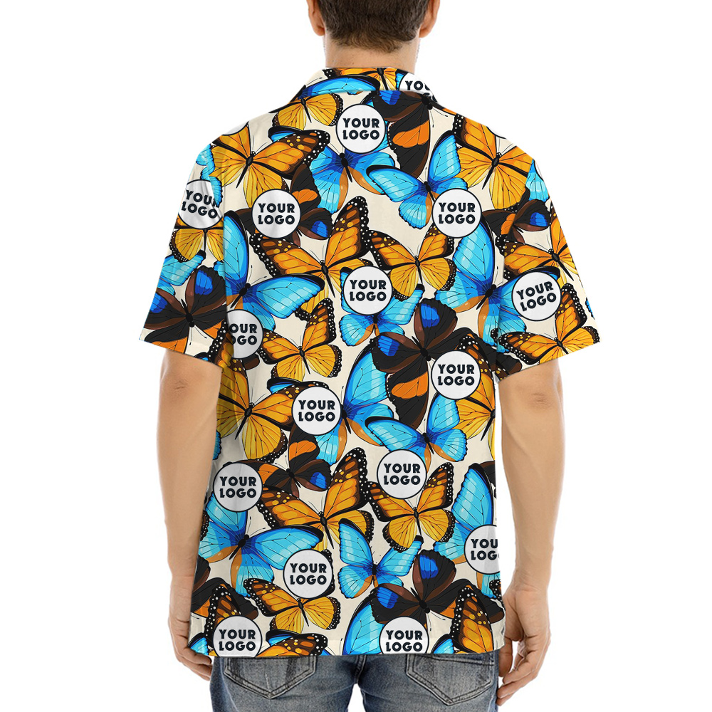 Custom Logo Butterflies Theme Hawaiian Shirt
