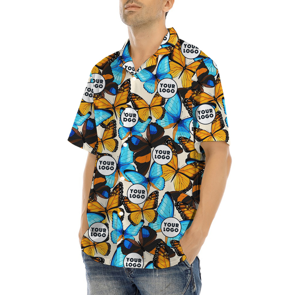 Custom Logo Butterflies Theme Hawaiian Shirt