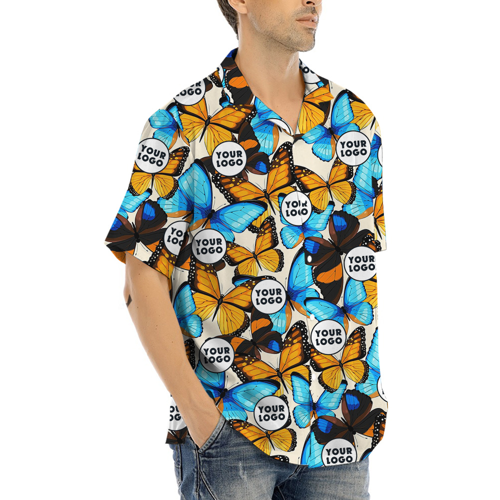 Custom Logo Butterflies Theme Hawaiian Shirt