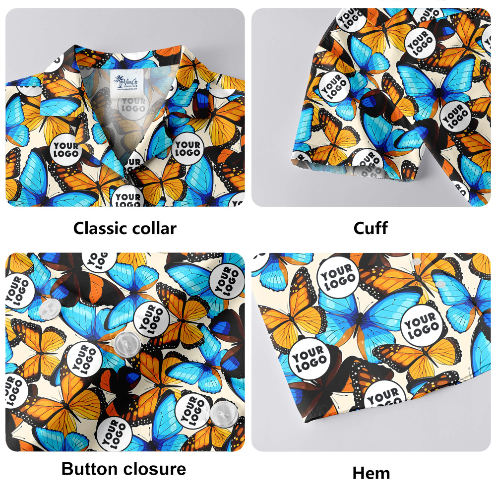Custom Logo Butterflies Theme Hawaiian Shirt