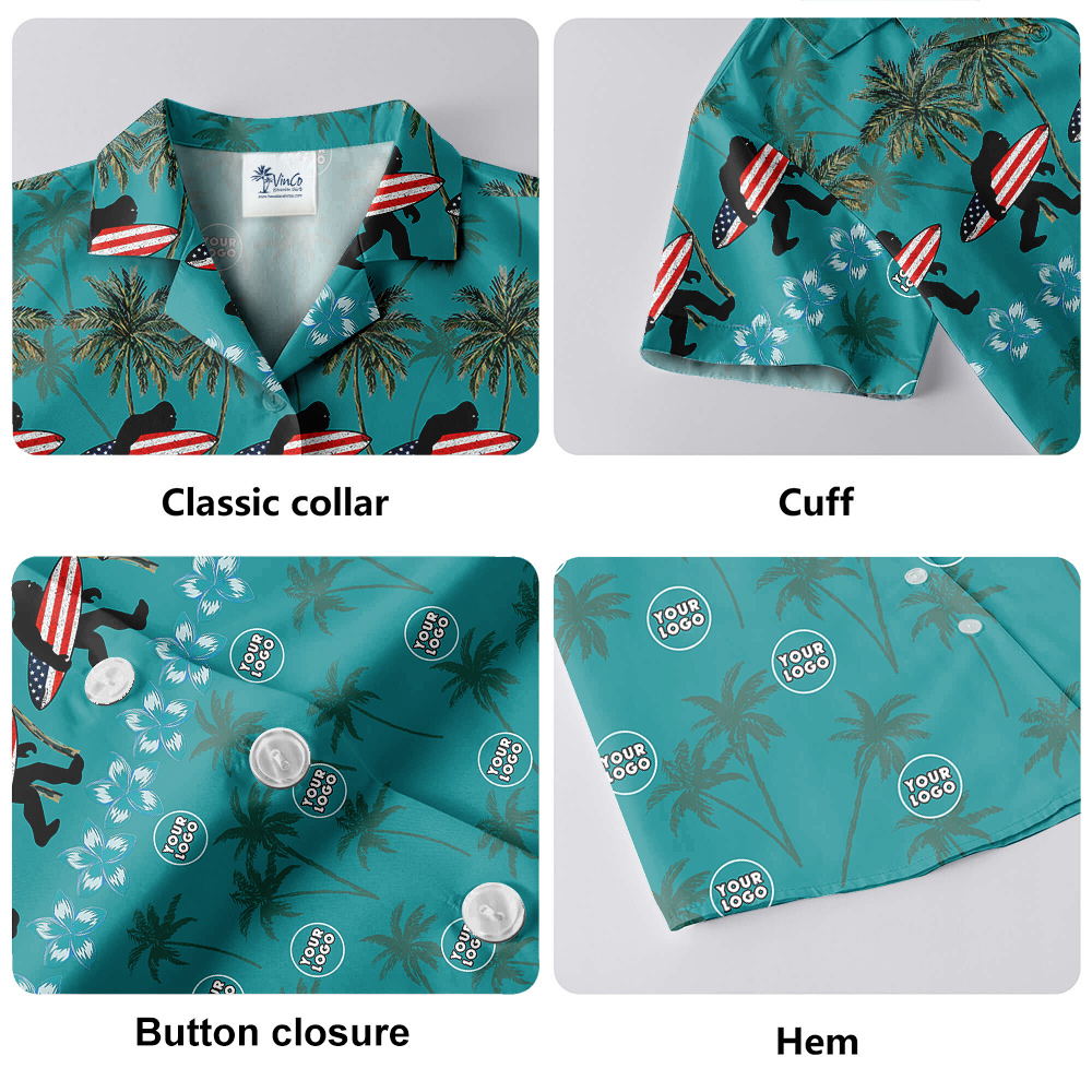 American Bigfoot Tropical Button Up Shirt Custom Logo Team