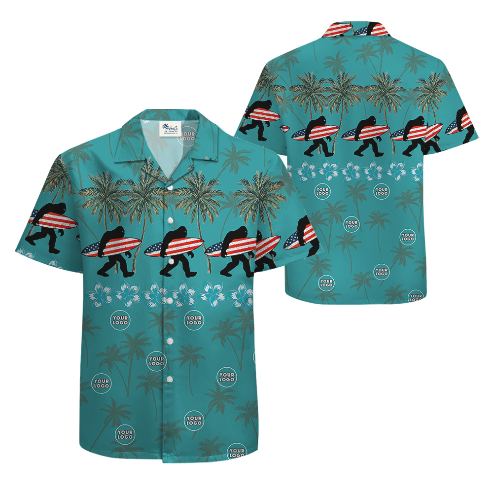 American Bigfoot Tropical Button Up Shirt Custom Logo Team