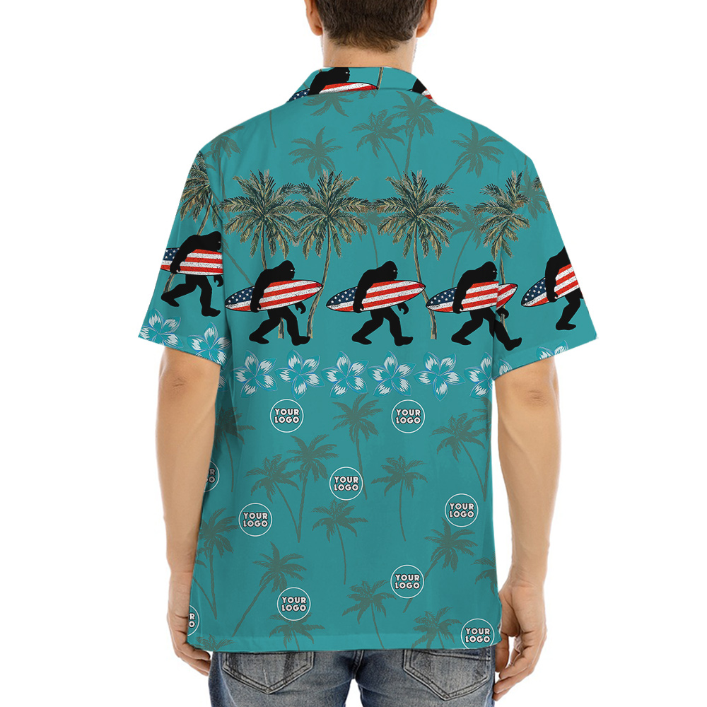 American Bigfoot Tropical Button Up Shirt Custom Logo Team