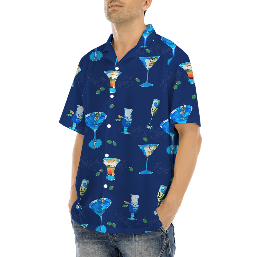 Cocktail Blue Aloha Shirt
