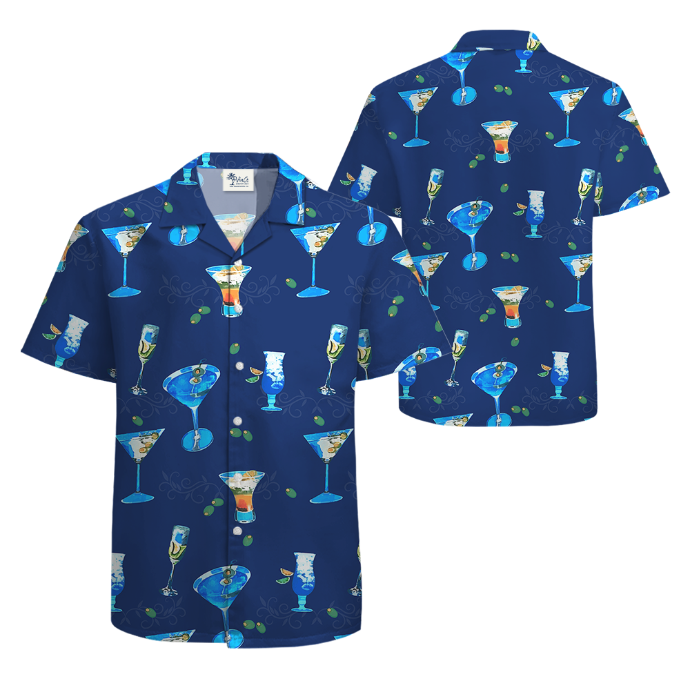 Cocktail Blue Aloha Shirt
