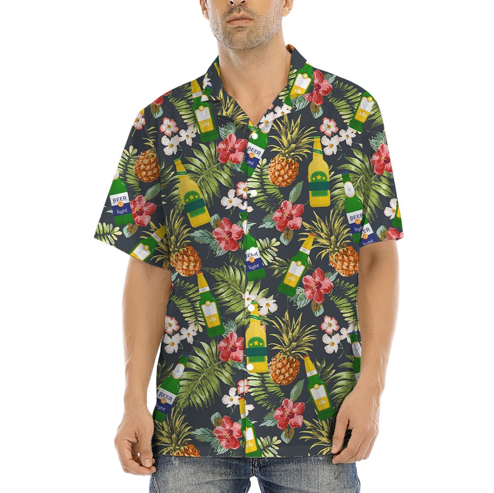 Floral Pineapple Beer Hawaiian Shirt - variant image 1