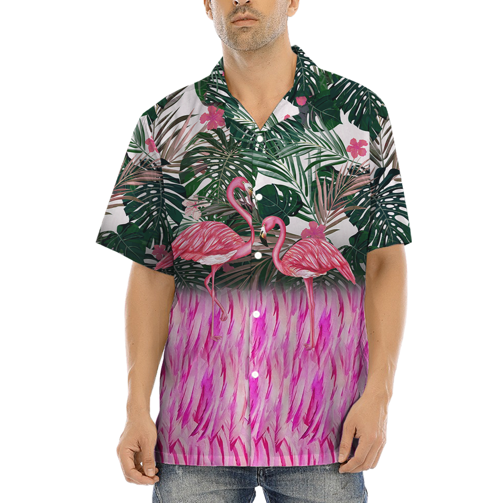 Flamingo Tropical Hawaiian Button Up Shirt - variant image 1