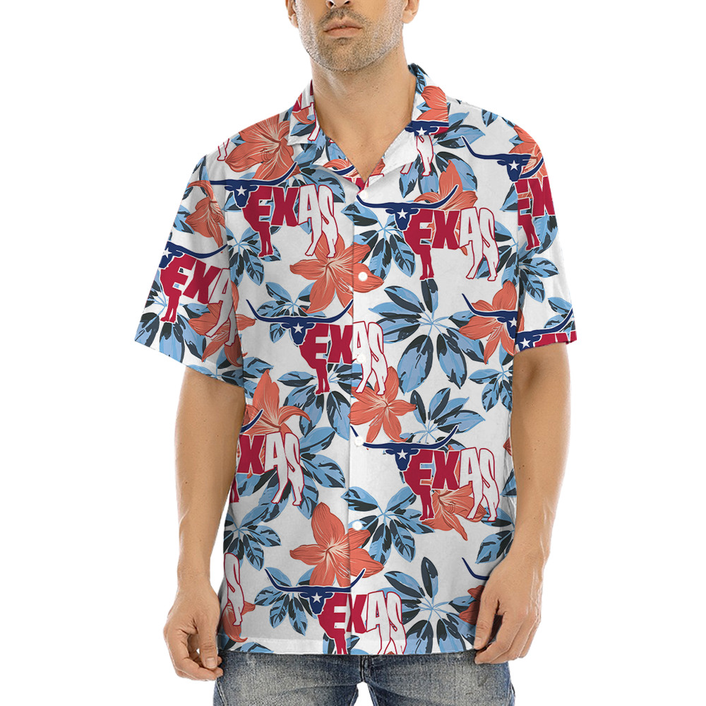 Texas Cow Floral Hawaiian Shirt - variant image 1