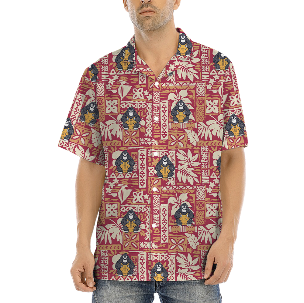 Tiki Bigfoot Red Hawaiian Shirt - variant image 1