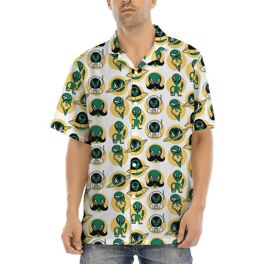 Cute Alien Hawaiian Button Up Shirt - variant image 1