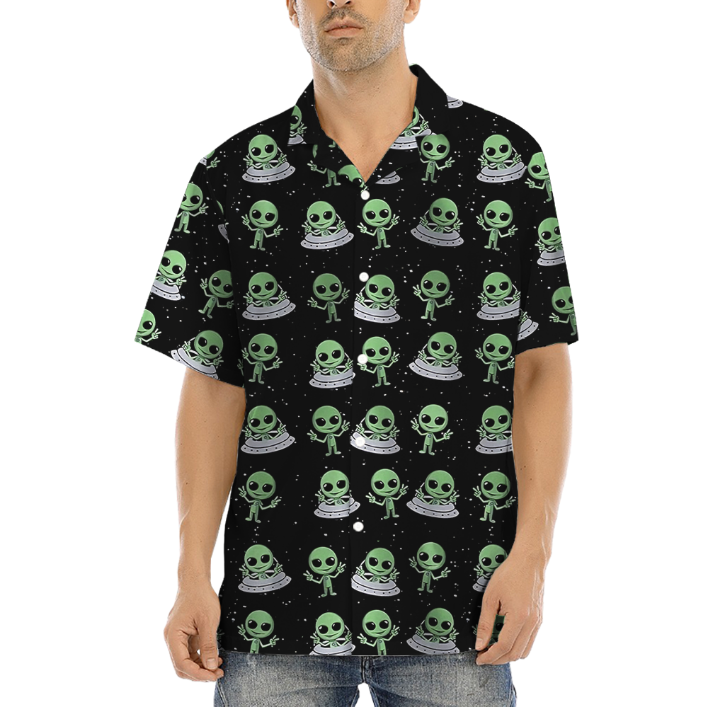 Cute Alien UFO Hawaiian Shirt - variant image 1