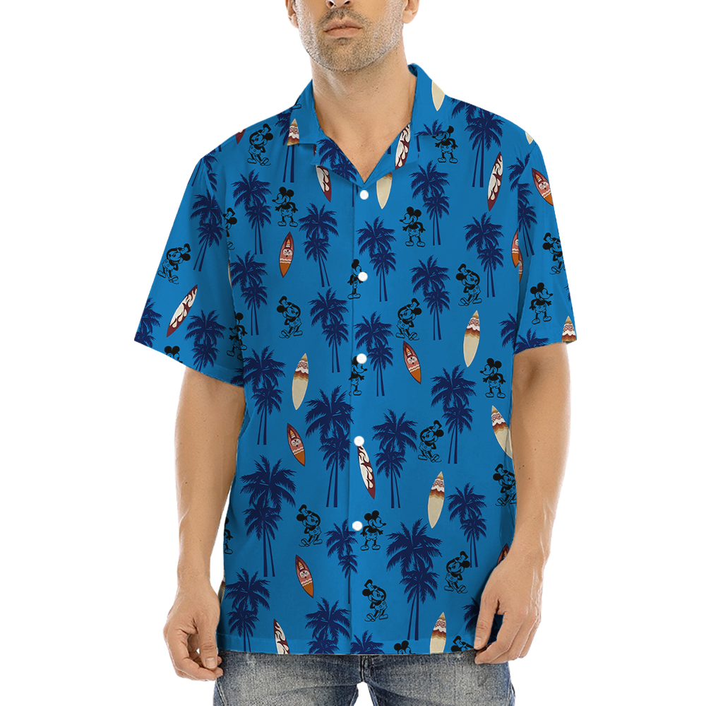 Steamboat Willie Mickey Surfing Navy Hawaiian Shirt - variant image 1