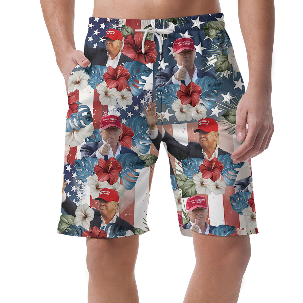 American Men's Aloha Romper With Donald Trump - variant image 1